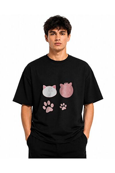 Inscriptie Unisex Premium Βαμβακερό Καθημερινό T-Shirt " "Πατούσα γάτας" "