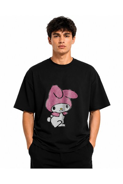Inscriptie Ουνισέξ Βαμβακερό T-shirt Υψηλής Ποιότητας  "Hello Kitty, κουνέλι "