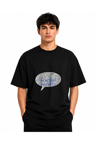 Inscriptie Tricou Unisex Bumbac Premium Casual " Social media 4 "