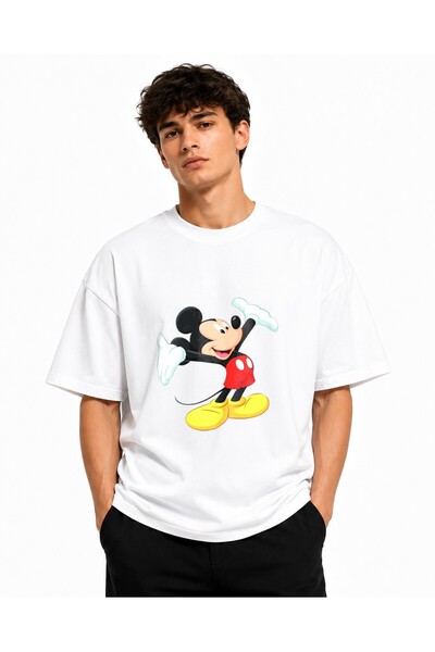 Inscriptie Tricou Unisex Bumbac Premium Casual " Mickey Mouse happy "