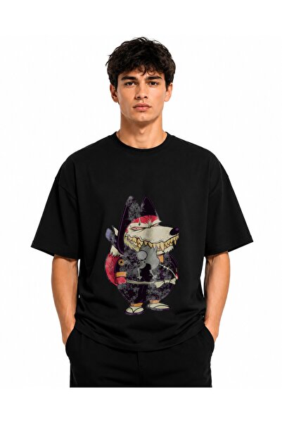 Inscriptie Ουνισέξ Βαμβακερό T-shirt Υψηλής Ποιότητας  "Καρτούν λυκάνθρωπος "