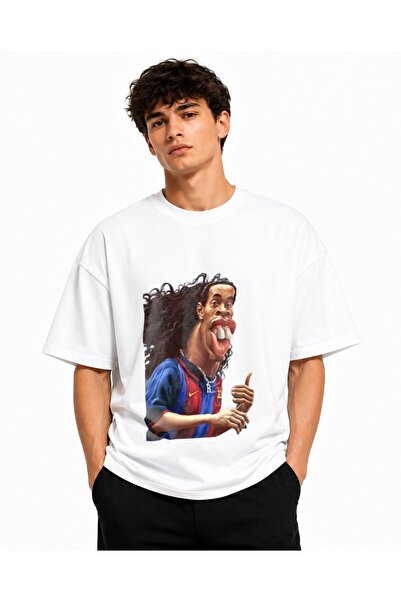 Inscriptie Tricou Unisex Bumbac Premium Casual " Cartoon Ronaldinho "