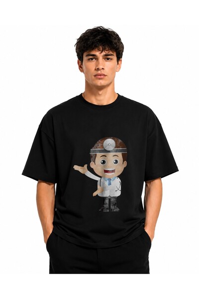 Inscriptie Tricou Unisex Bumbac Premium Casual " Icon doctor cartoon "