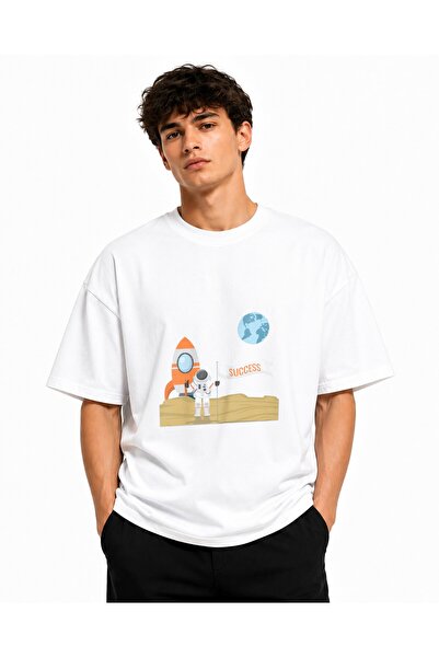 Inscriptie Tricou Unisex Bumbac Premium Casual " Astronaut on the moon "
