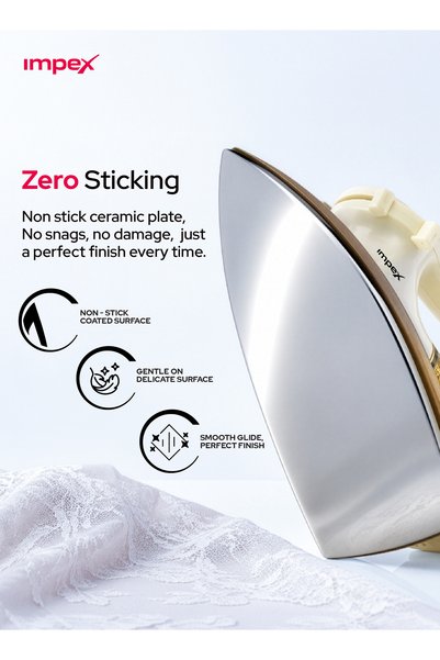 IMPEX Heavy Duty Dry Iron IB201 1200W, 1.5Kg, Golden Ceramic Plate, Auto Cut-off, 7Y Warranty