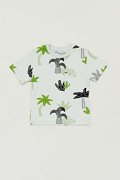 Fulla Moda Boy - Palm Tree Printed Crew Neck T-Shirt