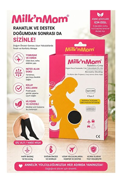 Ameda Milk’nMom Hafif Basınç Destek Çorabı 14-18 mmHg – Hamilelik ve Seyahat ...