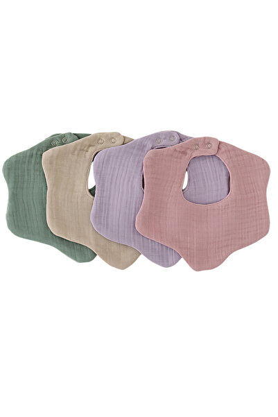 elibaby 4-Piece 100% Organic Cotton 8-Layer Multi Muslin Flower Baby Girl Dro...