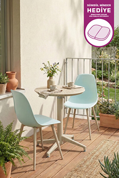 VİLİNZE Tilia Plastik Bahçe Balkon Bistro Seti Katlanır Masa 60*60 cm