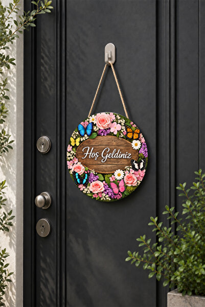Lucena Butterfly Themed Welcome Door Ornament Decorative Round Door Ornament ...