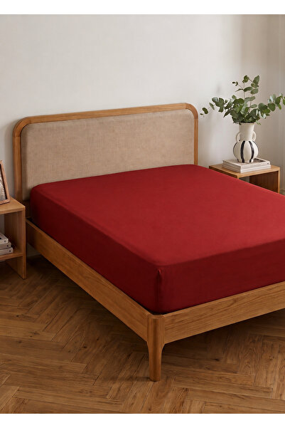 Bella Maison Premium Tencel King Size Lastikli Saten Çarşaf Bordo (180x200x35...