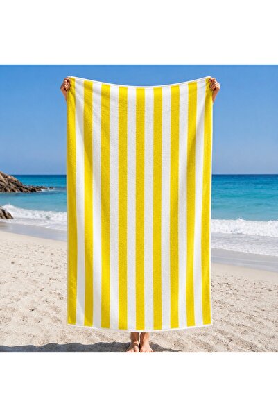 GA Gleam Atelier Striped Beach Towel / Sea Towel, Yellow Color, 100% Cotton, ...