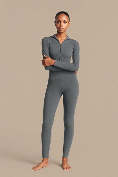 HAKKE High Waist Ribbed Straight Leg Leggings