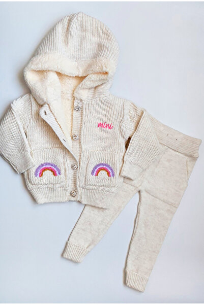 a baby Knitwear Lamb Lined Cardigan and Knitwear Leggings
