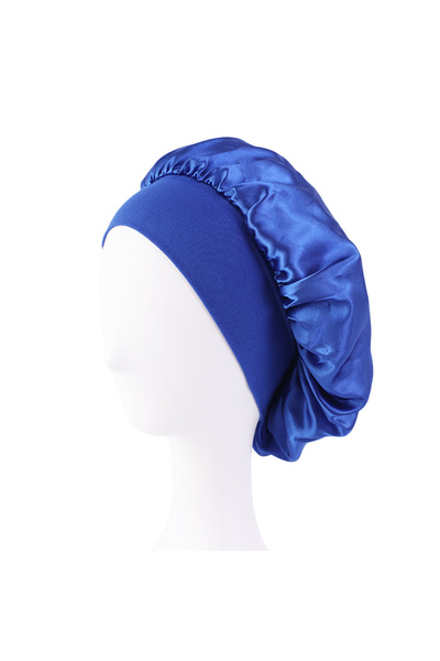 Choice7 Royal blue New Satin Wide Brim Nightcap Silky Bonnet Hair Wrap for Sl...