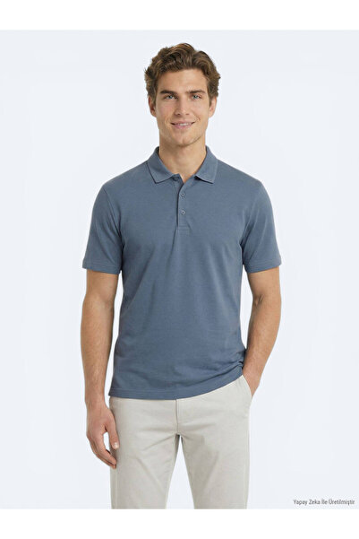 Kip Tricou Indigo simplu cu guler polo
