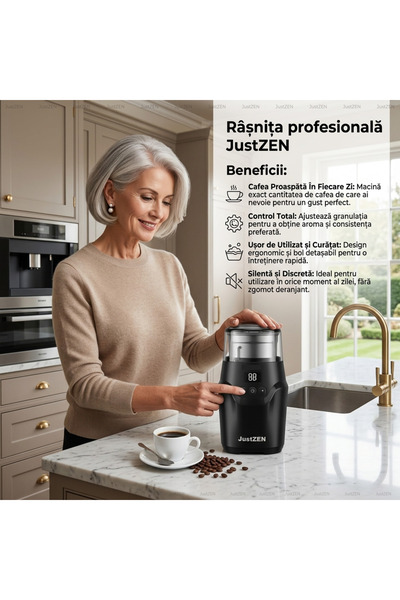JustZEN Râșniță de cafea CG63, electrică, 150 W, lame din oțel inoxidabil