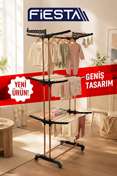 Fiesta FS-0401 Air On 3 Katlı Tekerli XL EXTRA GENİŞ EXTRA BÜYÜK Çamaşır Kuru...