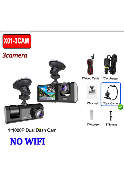 Choice11 كاميرا سيارة 32G X01-NO WIFI-3CAM بدقة 1080P مع واي فاي وتطبيق، كامي...