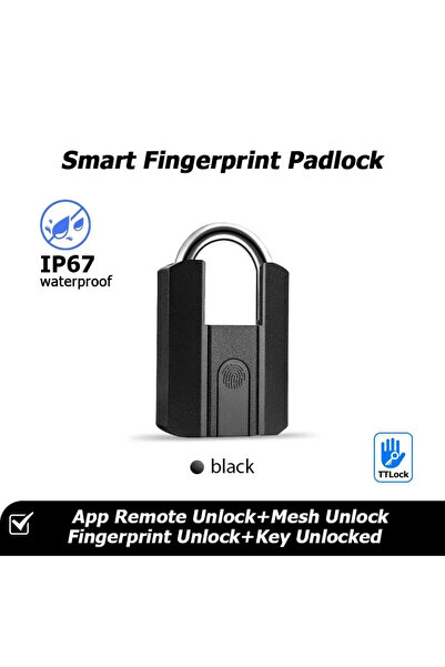 Choice Black IP67 TTLock Bluetooth APP Smart Padlock Fingerprint Lock Keyless...