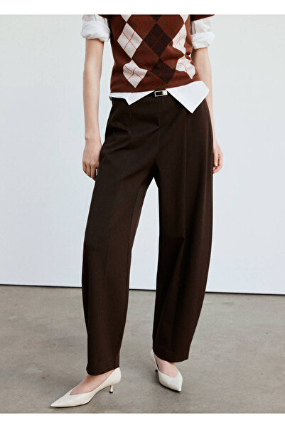MANGO Woman Balloon trousers with a buckled belt