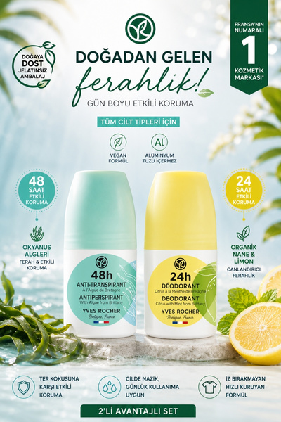 Yves Rocher İkili Fresh Roll-on Deodorant Seti 48 Saat + 24 Saat
