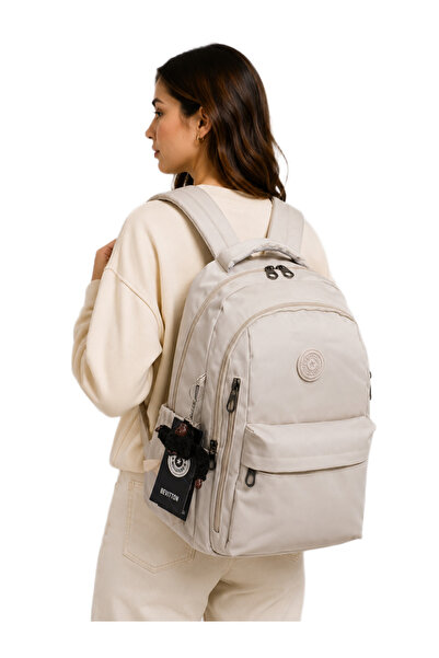 betto's School Backpack Unisex Water Resistant Fabric School Bag 2500 Beige
