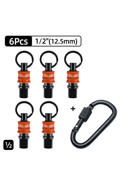 Choice8 6Pcs 12.5mm Square Socket Adapter Holder Keychain 3/8 1/2 Square Head...