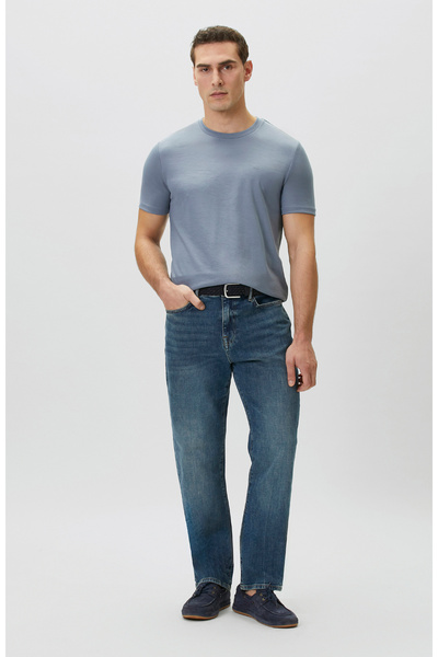 Network Mavi Pike Desen Basic T-shirt