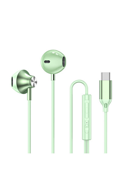Choice Green Type-C 9D Bass Stereo Type C 3.5mm Headphones Volume Control Hea...