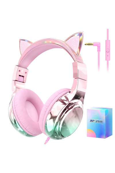 Choice1 Cat Ear Pink Unicorn Kids Headphones Girls Wired Headphones With Micr...