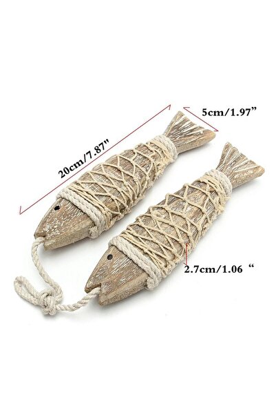 Choice dark khaki 1 Pair Hand Carved Wooden Fish Hanging Marine Coastal Wall ...