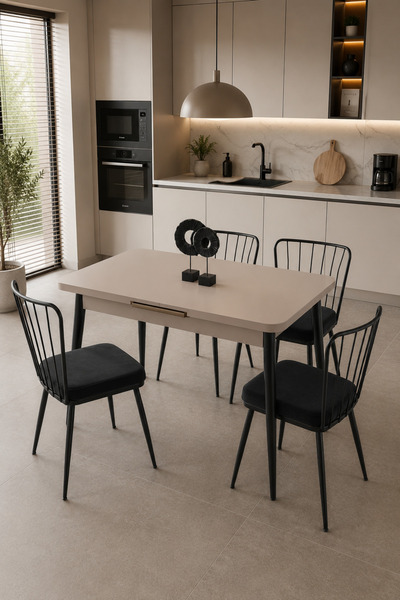 Atolye Casa 70x120 Mutfak Masası (Sadece Masa) Cappuccino Renk Açılır Masa Ay...