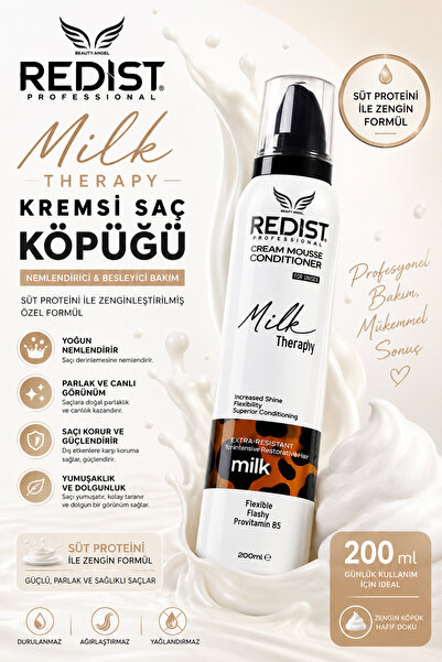 Redist Milk Therapy Saç Bakım Köpüğü 200 ml – Süt Proteini ile Nemlendirici v...