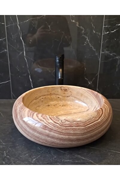 İNCEİSDESİGN Doğal Oniks Mermer Ultra Lüks Çanak lavabo 40x12cm