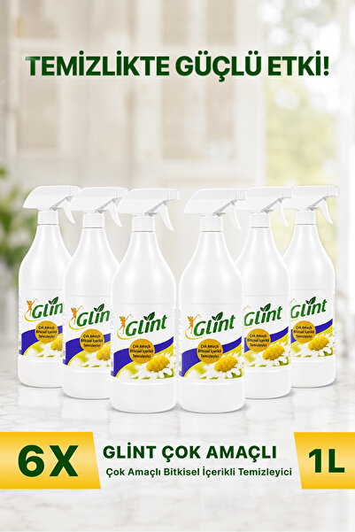 GLİNT Çok Amaçlı 6x1 L Bitkisel İçerikli Yüzey Temizleyici Yağ Çözücü Leke Çı...