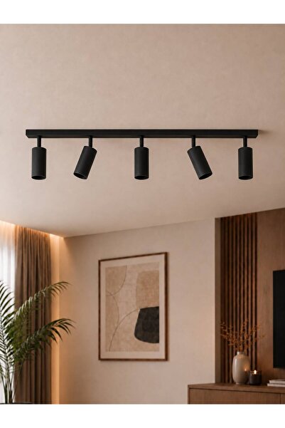 avizade LUNİA 5'li Siyah Metal Modern Silindir Spot Avize LED GU10 Duy Uyumlu...
