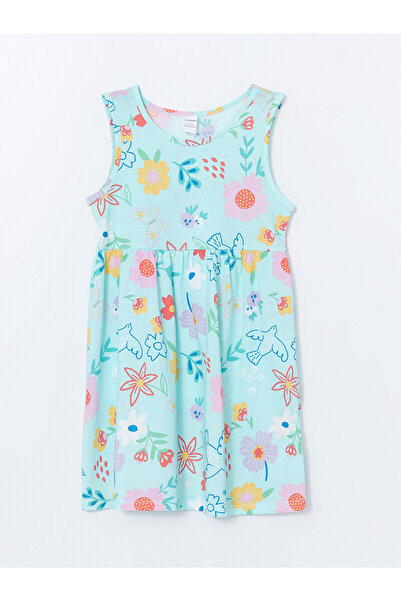 LC Waikiki Two Mt Shop Quality Oval Collar Printed Girls' Combed Cotton Dress