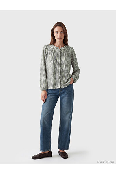 LC Waikiki Original Oval Collar Patterned Blouse