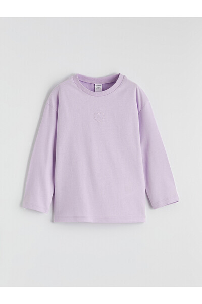LC Waikiki Trendlucky Girls' T-Shirt with Embroidered Oval Collar and Contras...