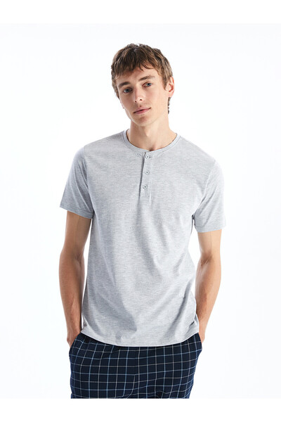 LC Waikiki Trendlucky with a Difference Oval Collar Short Sleeve Men's Pajama...