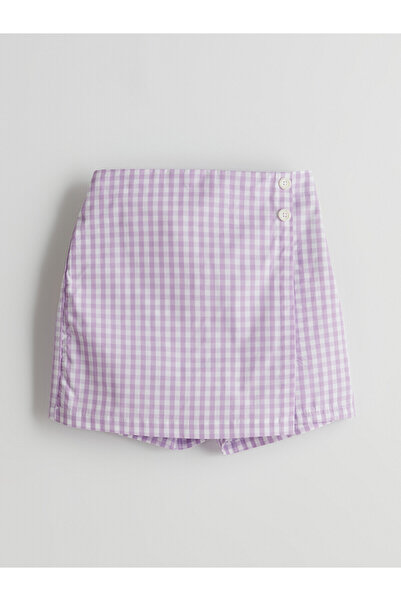 LC Waikiki Alita City Plaid Girls' Shorts Skirt with Elastic Waist and Contra...