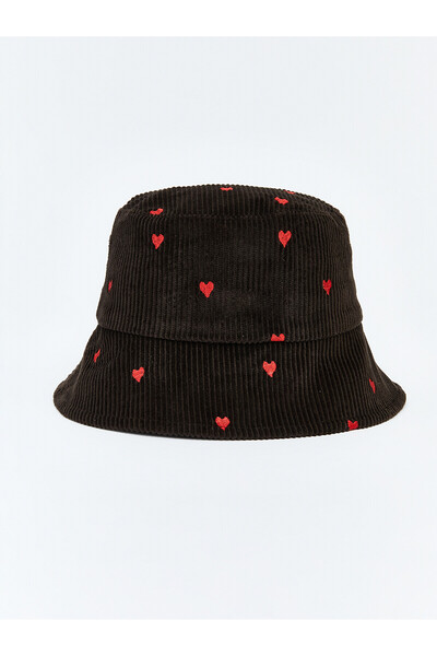 LC Waikiki Trendlucky Heart Patterned Women's Bucket Hat with Difference