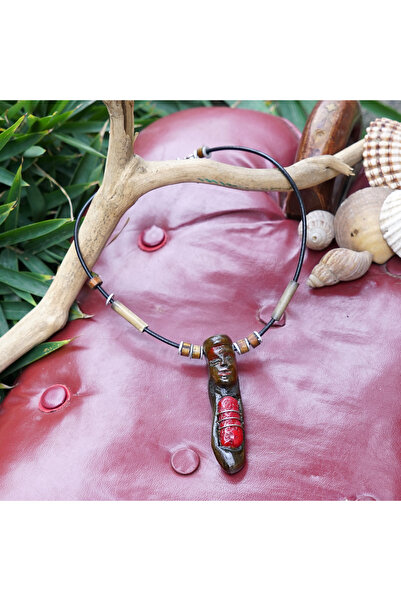 1 ADET- El yapımı Ahşap Oyma Özgün Sanatsal Kolye