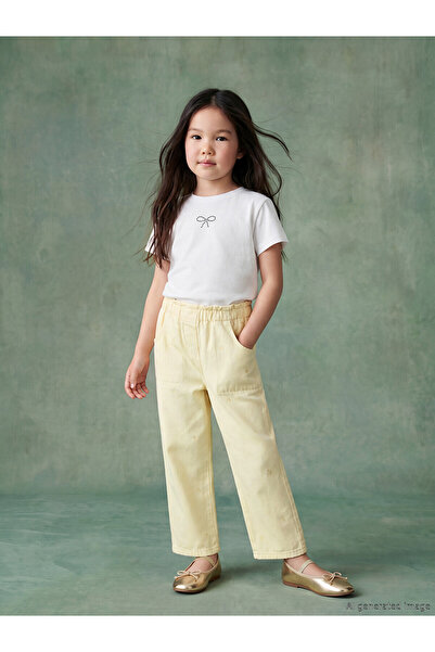 LC Waikiki Two Mt Shop Quality Regular Fit Girls' Embroidered Gabardine Trousers