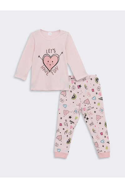 LC Waikiki Crew Neck Printed Girls' Pajamas