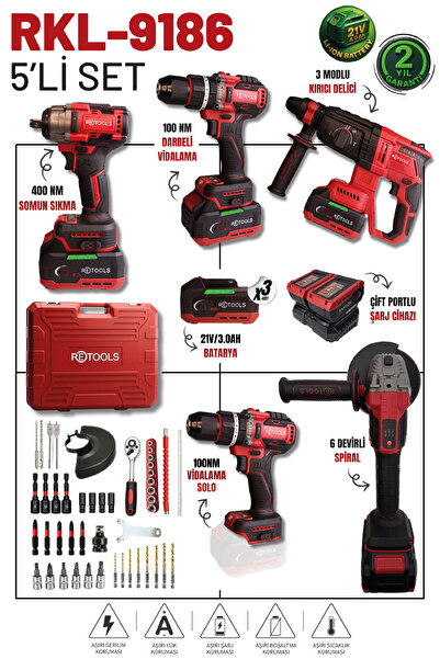 RETOOLS BORDO 5'Lİ SET (4'LÜ SET (100 NM) + 100 NM VİDALAMA KAFA)