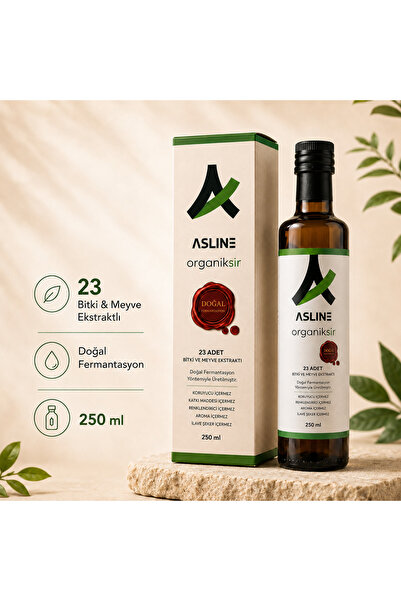 asline Organiksir 23 Bitki ve Meyve Ekstraktlı Doğal Karışım Sirke 250 ml - A...
