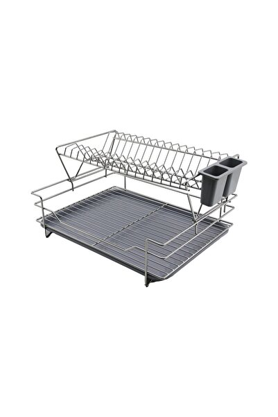 Go İthalat Evilem 2 Katlı Metal Tabaklık Tezgah Üstü Bulaşıklık Ve Kurutmalık...