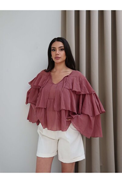 ESRAHELVACI Flounce Collar Tie-Back Blouse